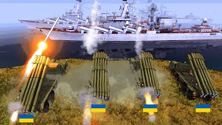 Ukraine 9К58 SMERCH Missiles destroys Russian warship  MOWAS2 BATTLE [upl. by Irina]