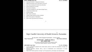 RGUHS THIRD YEAR 2024 QUESTION PAPER [upl. by Pierpont]