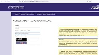 CONSULTA de TÍTULOS UNIVERSITARIOS registrados en la SENESCYT [upl. by Jeanie]