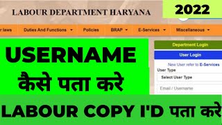 Haryana Labour Welfare Board username। how to know labour copy username।LWF username kaise pata kare [upl. by Adigirb]