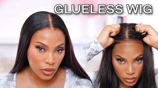 COMPLETELY GLUELESS WIG INSTALL  NO GLUE BEGINNER FRIENDLY WIG INSTALL [upl. by Ynnaej]