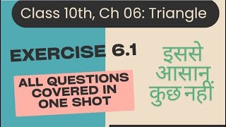 Class 10th Ch 06 Triangles Exercise 61 All Questions [upl. by Lac]