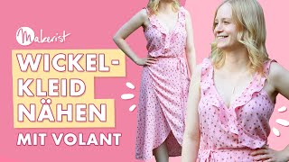 Wickelkleid für Damen nähen  einfaches Sommerprojekt mit Volant [upl. by Cameron]