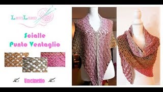 Scialle a uncinetto quotpunto ventaglioquot  Crochet shawl in a fan stitch [upl. by Anilasor]