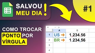 Google Sheets Como Trocar PONTO por VÍRGULA no Google Planilhas  SMD 1 [upl. by Ferdinanda367]