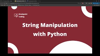 String Manipulation with Python [upl. by Refotsirc]