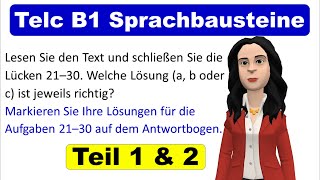 Telc B1 Prüfung  Sprachbausteine Teil 1 und 2 mit Lösungen [upl. by Guy]