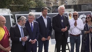 IOC chief holds interfaith event outside Notre Dame cathedral [upl. by Midian]