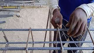 how to tie stirrups with longitudinal rebars in beams [upl. by Oiciruam]