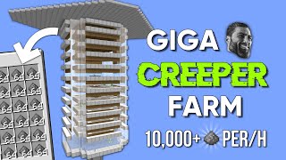 Minecraft GIGA 🗿 Creeper GunpowderXP Farm 120 Tutorial  10000 Gunpowder Per Hour [upl. by Hcirdla]