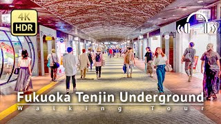 Fukuoka Tenjin Underground 2023 Walking Tour  Fukuoka Japan 4KHDRBinaural [upl. by Anam]