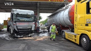 29042019  VN24  Tankwagen rast in Tankstelle  hier die Aufräum und Abschleppaktion [upl. by Marcin]