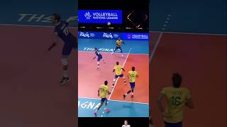 Volleyball Brazil vs Volleyball France volleyball volleyballworld sports [upl. by Hoenack]