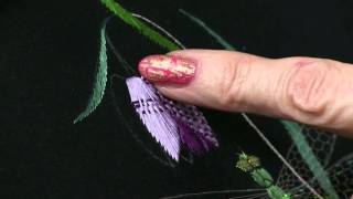 Watch Helen M Stevens demonstrate laddering needleweaving embroidery technique [upl. by Une745]