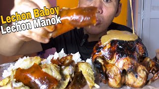 Lechon Baboy vs Lechon Manok Mukbang ASMR [upl. by Lassiter]