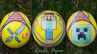 DIY Tutorial Minecraft Inspired Easter Eggs  Steve Creeper Alex Diamond Sword Skin Pixel Art Egg [upl. by Azarria]