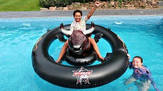 TIANAS CRAZY BULL WIPEOUT SWIMMING POOL CHALLENGE [upl. by Enar]