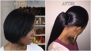 How To Sleek Ponytail On Short Natural Hair [upl. by Esertak]