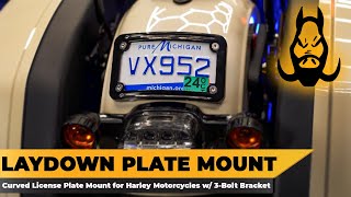 HOGWORKZ® Laydown  Curved License Plate Mount for HarleyDavidson® Motorcycles [upl. by Ylicic]