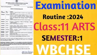 wbchse class 11 exam Routine semester 1  west Bengal board class 11 time table 2024semester 1 [upl. by Cousin]