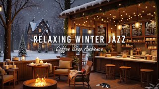 Cozy Winter Porch Ambience ⛄ Relaxing Jazz Instrumental Music amp Crackling Fireplace for Work Study [upl. by Nadeen842]