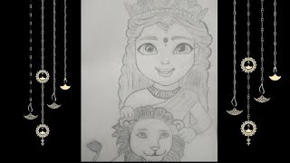 durga Mata drawing cute maa durga drawing maa durga art drawing [upl. by Marcelo]