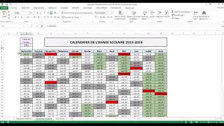 Planning  Calendrier Excel 2021 et plus Automatique avec fériés et vacances scolaire [upl. by Michaelina]