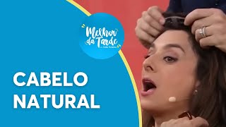 Catia Fonseca tira prótese capilar e mostra cabelo natural  Melhor da Tarde [upl. by Stilwell]