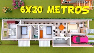 Casa de 6x20 metros  6 x 20 House Plans [upl. by O'Dell413]