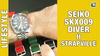 Seiko SKX009 Diver Watch Reveal ft Strapville Perlon Straps • Watches Up Close amp Personal [upl. by Aholla]