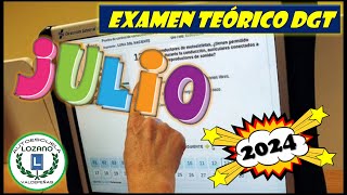 EXAMEN TEÓRICO DGT  JULIO 2024 [upl. by Rorke]