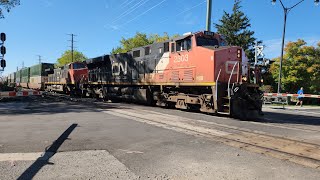 CN IntermodalAutorack speeding at James St railway crossing [upl. by Subak743]