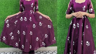 Designer Anarkali Cutting Stitching  Long frock Cutting Stitching Full Tutorial  Easy Method [upl. by Bisset]