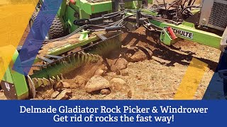 Delmade Gladiator Rock Picker amp Windrower  Get rid of rocks the fast way  Delmade [upl. by Ramedlav]