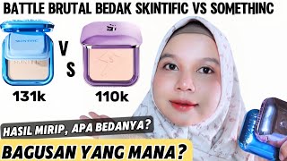 BATTLE SENGIT BEDAK  SKINTIFIC ULTRA COVER POWDER FOUNDATION VS SOMETHINC POWDER FOUNDATION [upl. by Kermie]