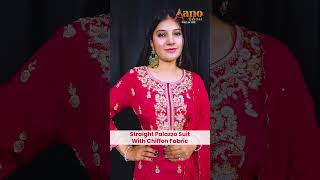 Straight Palazzo Suit with Chiffon Fabric at AanoEditionpalazzosuit chiffonfabric redsuit [upl. by Ashby]