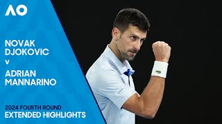 Novak Djokovic v Adrian Mannarino Extended Highlights  Australian Open 2024 Fourth Round [upl. by Eiduam]