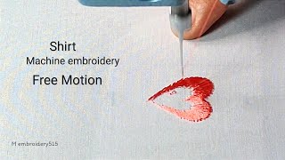 Free Motion Embroidery shirts Machine embroidery Industrial zigzag machine [upl. by Lion]