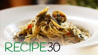 Vongole Clam Shell Pasta  Vongole Linguine with chili and garlic [upl. by Lesly]