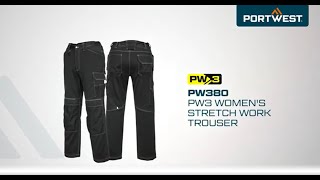 Portwest PW380  PW3 Womens Stretch Work Trouser  EN [upl. by Sualk]