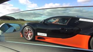 Uncut Lamborghini LP7004 Aventador vs Bugatti Veyron Vitesse 1200 HP rollrace race 1 [upl. by Siwel969]