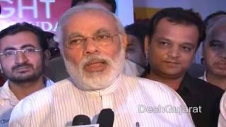 Narendra Modi talks to media after watching a movie on Swami Vivekananda [upl. by Schaffer]