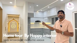 Elegant 3bhk interior Home Tour by Happy Interior  Hyderabad Mobile 9989671020  9000211137 [upl. by Ymrej436]