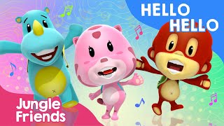 Hello Hello  Jungle Friends Nursery Rhymes  Simple Kids Song With Lyrics [upl. by Arhna]