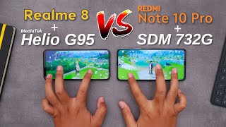 AYO KITA ADU  Realme 8 vs Redmi Note 10 Pro MediaTek Helio G95 vs Snapdragon 732G [upl. by Essilrahc748]