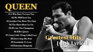 The Best of QUEEN with Lyrics 10 Songs Top Hit Songs of All Time [upl. by Notyarb608]