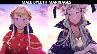 Fire Emblem Three Houses  ALL Male Byleth Marriages [upl. by Ardnad]