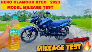 Hero Glamour Xtec 2023 Model Mileage Test  Glamour xtec 125 Mileage Test Hero Glamour Mileage Test [upl. by Lectra]