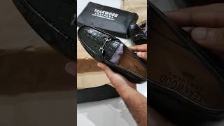 Teakwood Leathers Men Black Textured Leather Loafersshorts unboxing teakwood myntra leather [upl. by Ontina156]