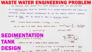 Sedimentation tank Solved design dimension of tank  design of sedimentation tank  waste water engg [upl. by Dearden684]